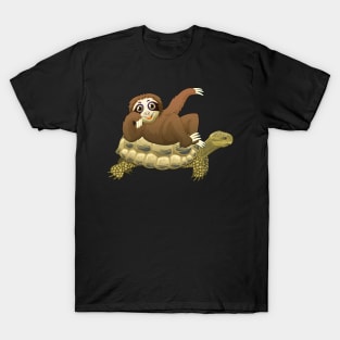 Cute & Funny Sloth Riding Turtle Adorable Animals T-Shirt